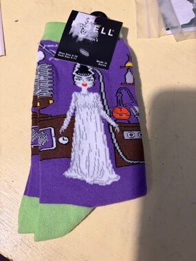 Bride of Frankenstein purple Crew Socks - Unbranded